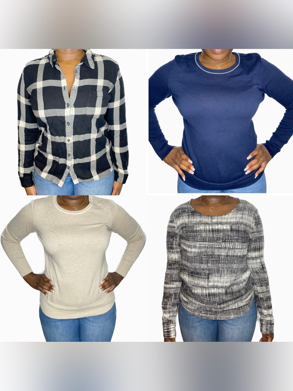4-Piece Fall Essential Bundle | Sweaters, Flannel & Blouse